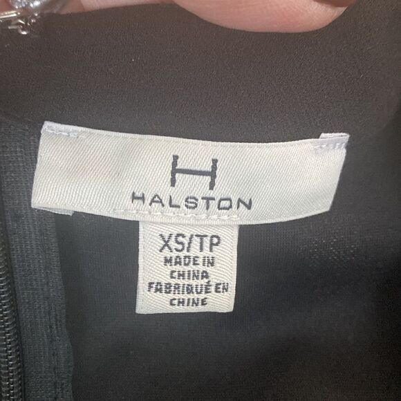 Halston Jumpsuit Black Wide Leg Long Sleeves - Picture 9 of 9